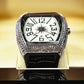 💎 FM Diamond Leather Strap – Elegant Men’s Watch