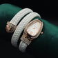 🐍 Elegant Snake-Design Ladies’ Watch – Leather Strap